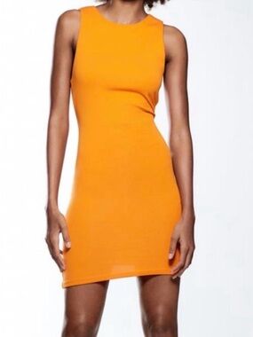 Zara Bright Orange Bodycon Mini Dress